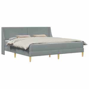 Rám postele s matrací s čelo Světle šedá 200 x 200 cm Polyester - obrázek 2
