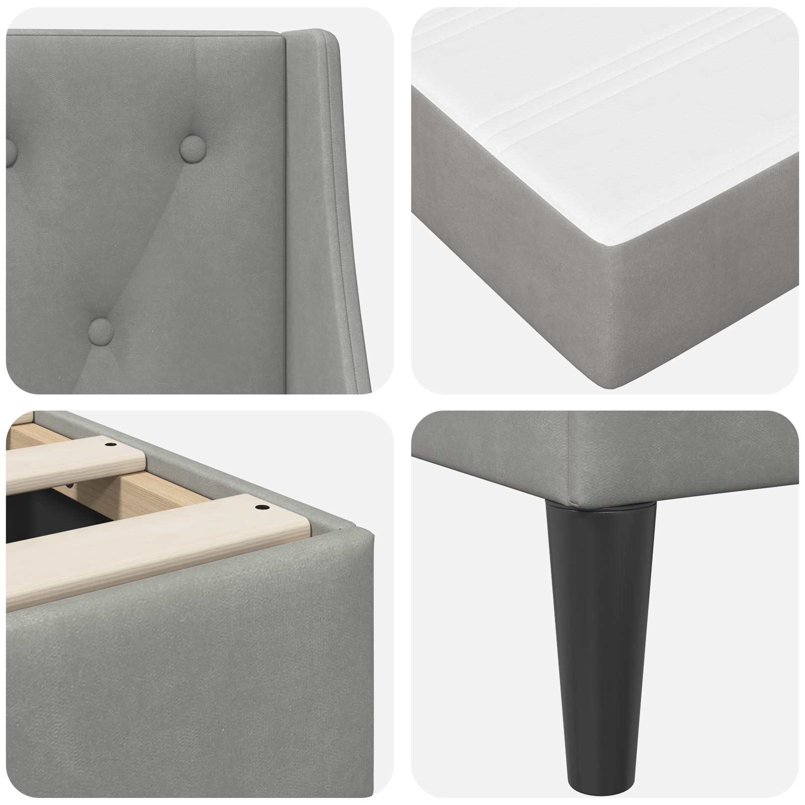 Posteljni okvir z vzmetnico Svetlo siva 80 x 200 cm Žamet - slika 9