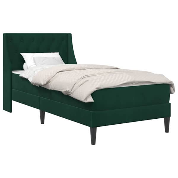 vidaXL Voodiraam madratsiga madratsiga Tume rohelise 80 x 200 cm Samet