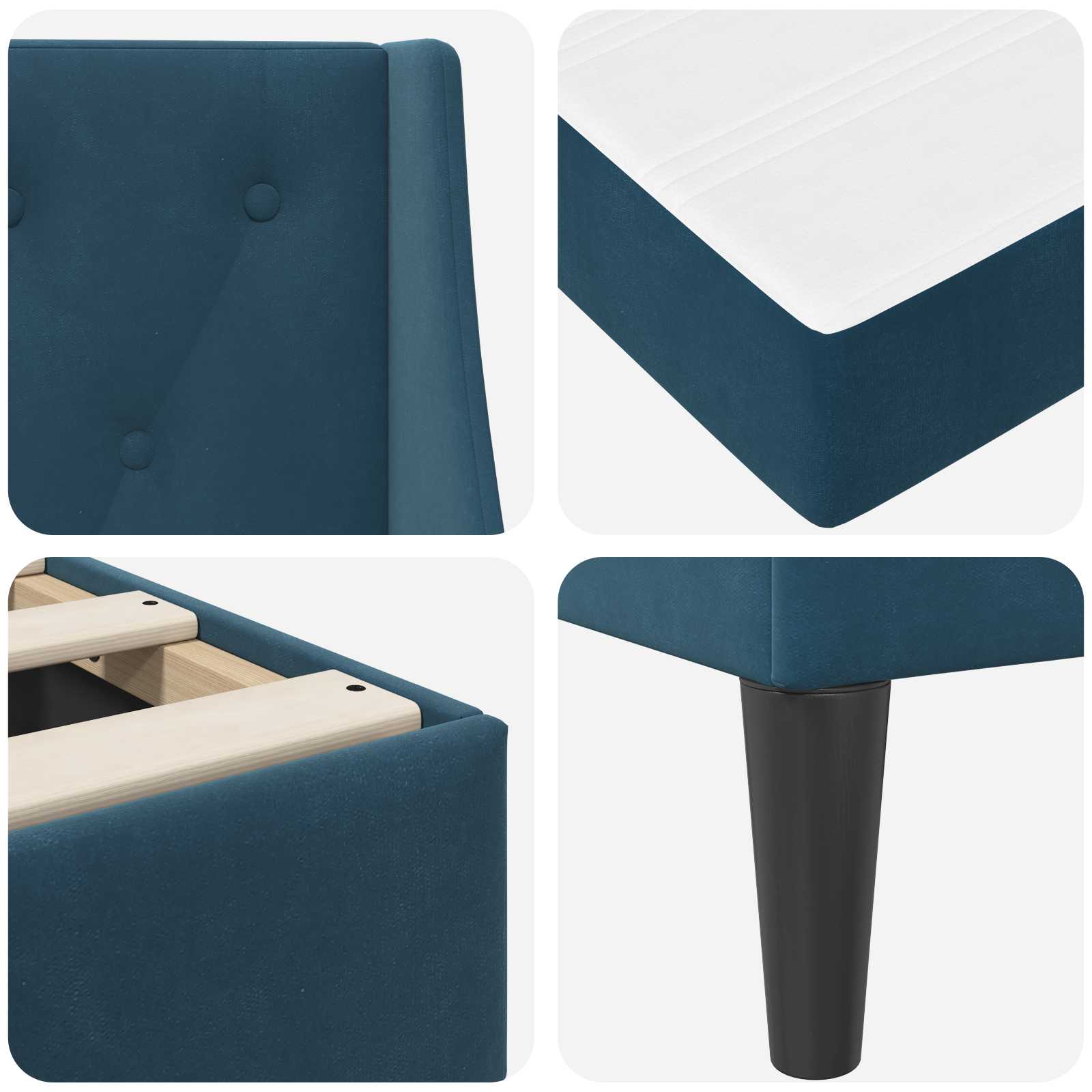 Posteljni okvir z vzmetnico z vzmetnico Modra 80 x 200 cm Žamet - slika 9