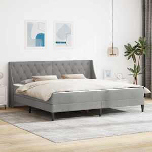 Posteljni okvir z vzmetnico Svetlo siva 200 x 200 cm Žamet