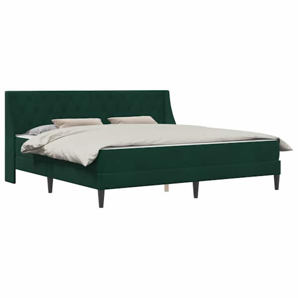 vidaXL Voodiraam madratsiga peaga Tume rohelise 200 x 200 cm Samet