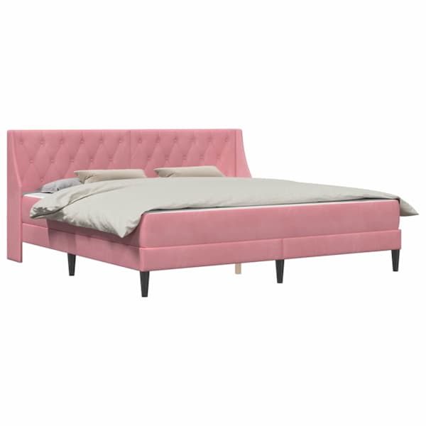 vidaXL Voodiraam madratsiga madratsiga peaga Roosa 200 x 200 cm Samet