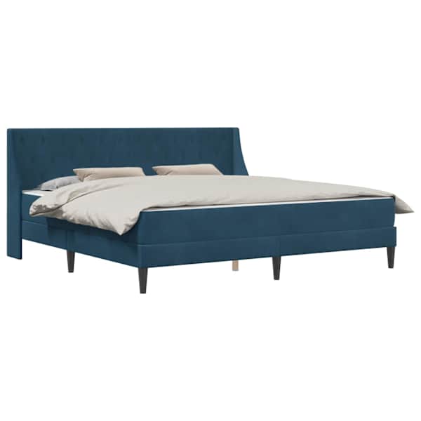 vidaXL Voodiraam madratsiga madratsiga peaga Sinine 200 x 200 cm Samet