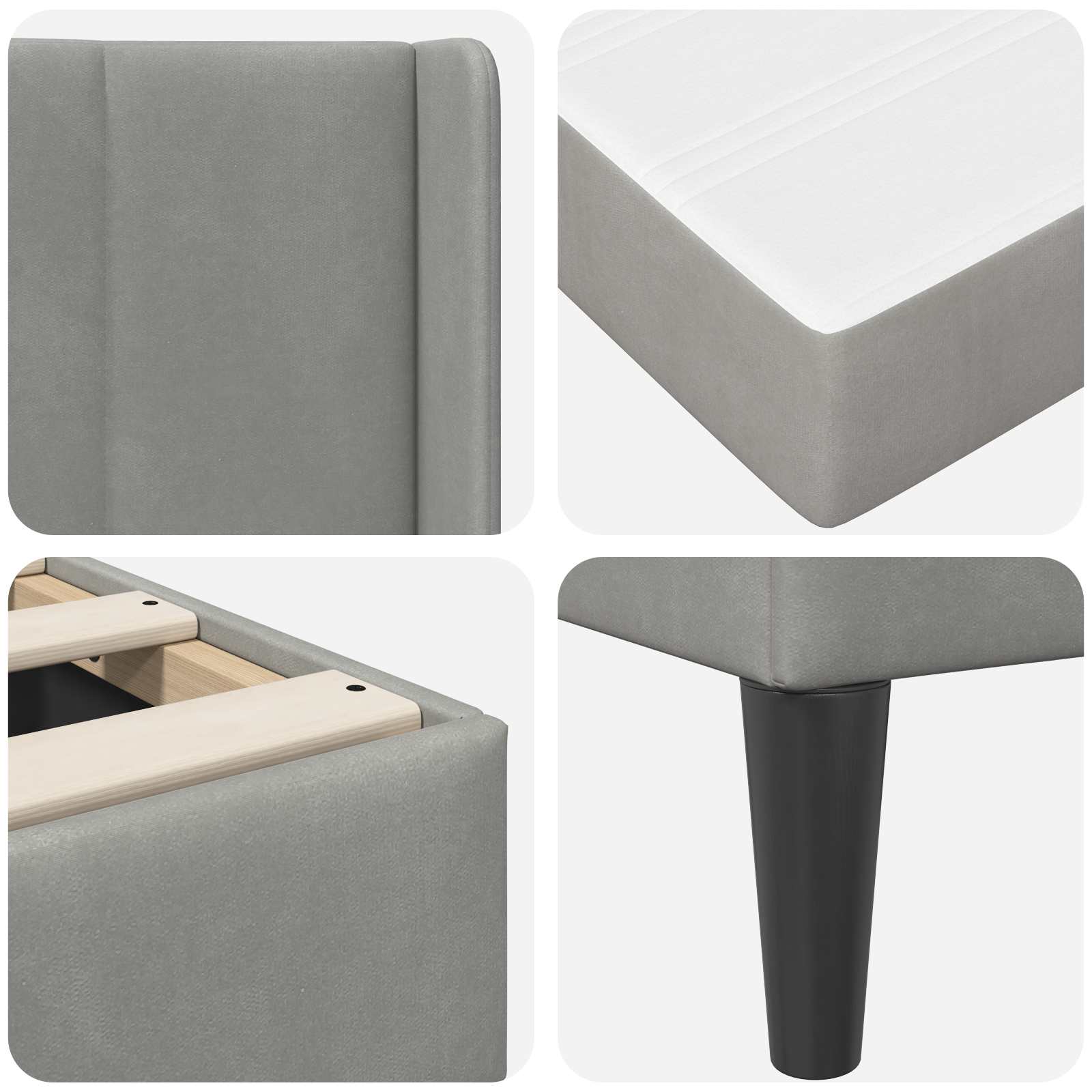 Posteljni okvir z vzmetnico Svetlo siva 80 x 200 cm Žamet - slika 9