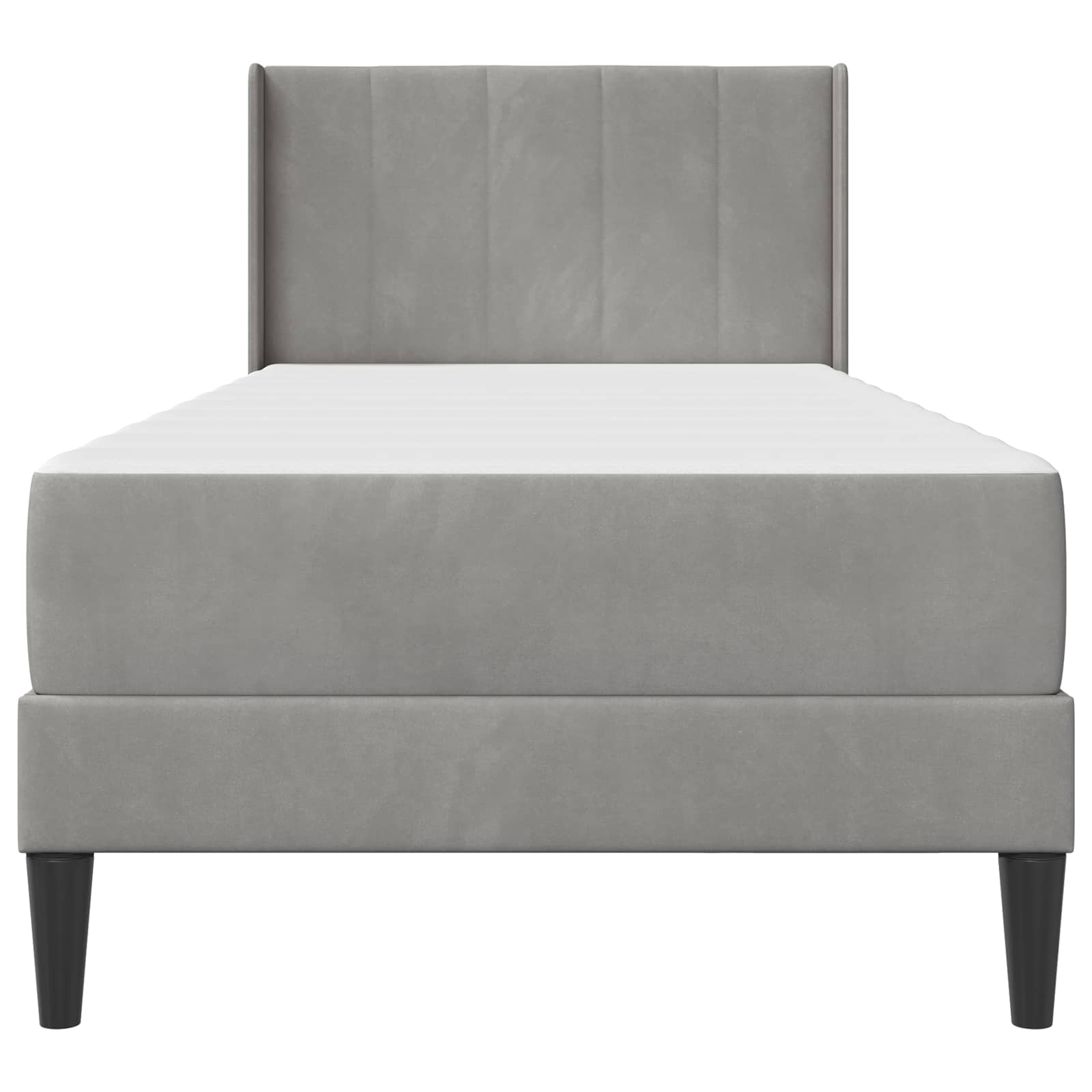 Posteljni okvir z vzmetnico Svetlo siva 90 x 190 cm Žamet - slika 6