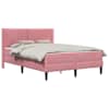 vidaXL Voodiraam madratsiga peaga Roosa 140 x 190 cm Samet