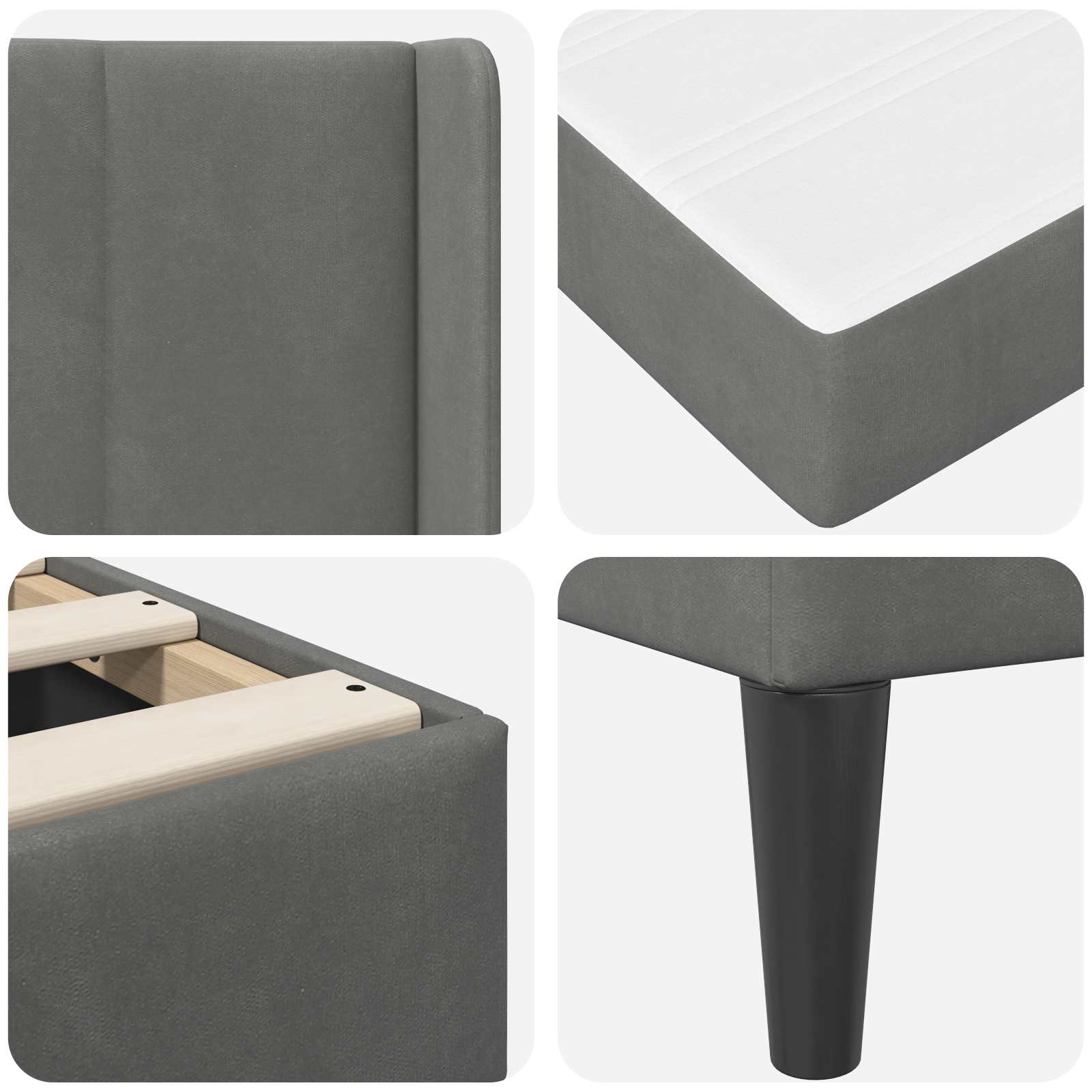 Posteljni okvir z vzmetnico Temno siva 200 x 200 cm Žamet - slika 9