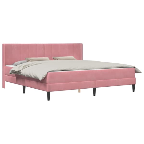 vidaXL Voodiraam madratsiga peaga Roosa 200 x 200 cm Samet
