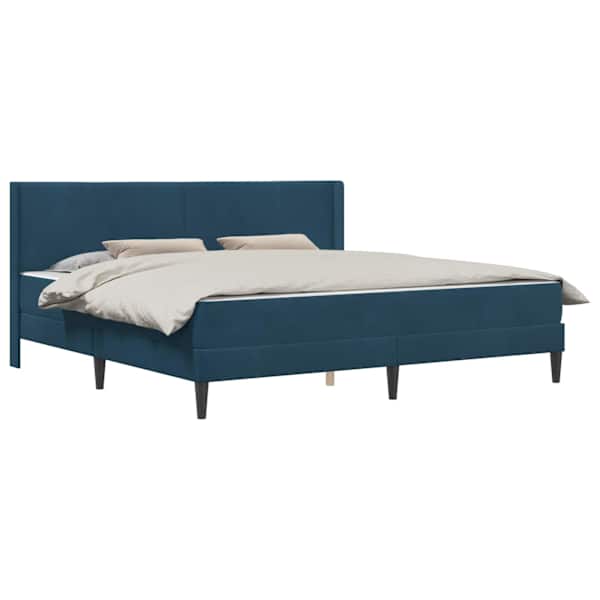 vidaXL Voodiraam madratsiga peaga Sinine 200 x 200 cm Samet