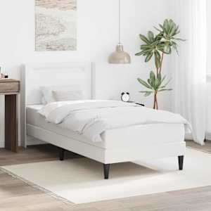 Rám postele s matrací Bílá 80 x 200 cm Umělá kůže - obrázek 1