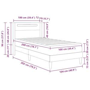 Rám postele s matrací Černá 100 x 200 cm Umělá kůže - obrázek 14