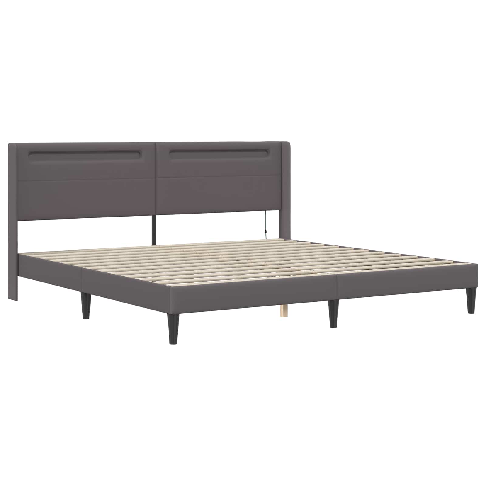 Rám postele s matrací Šedá 200 x 200 cm Umělá kůže - obrázek 6