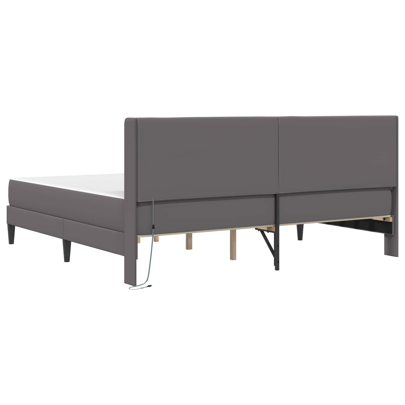 Rám postele s matrací Šedá 200 x 200 cm Umělá kůže - obrázek 10