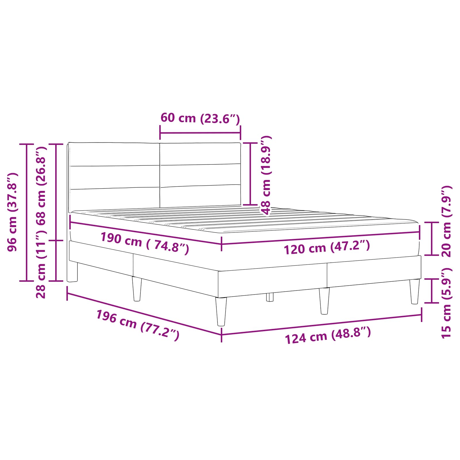 Konstrukcija postelje Taupe 120 x 190 cm Poliester - slika 10