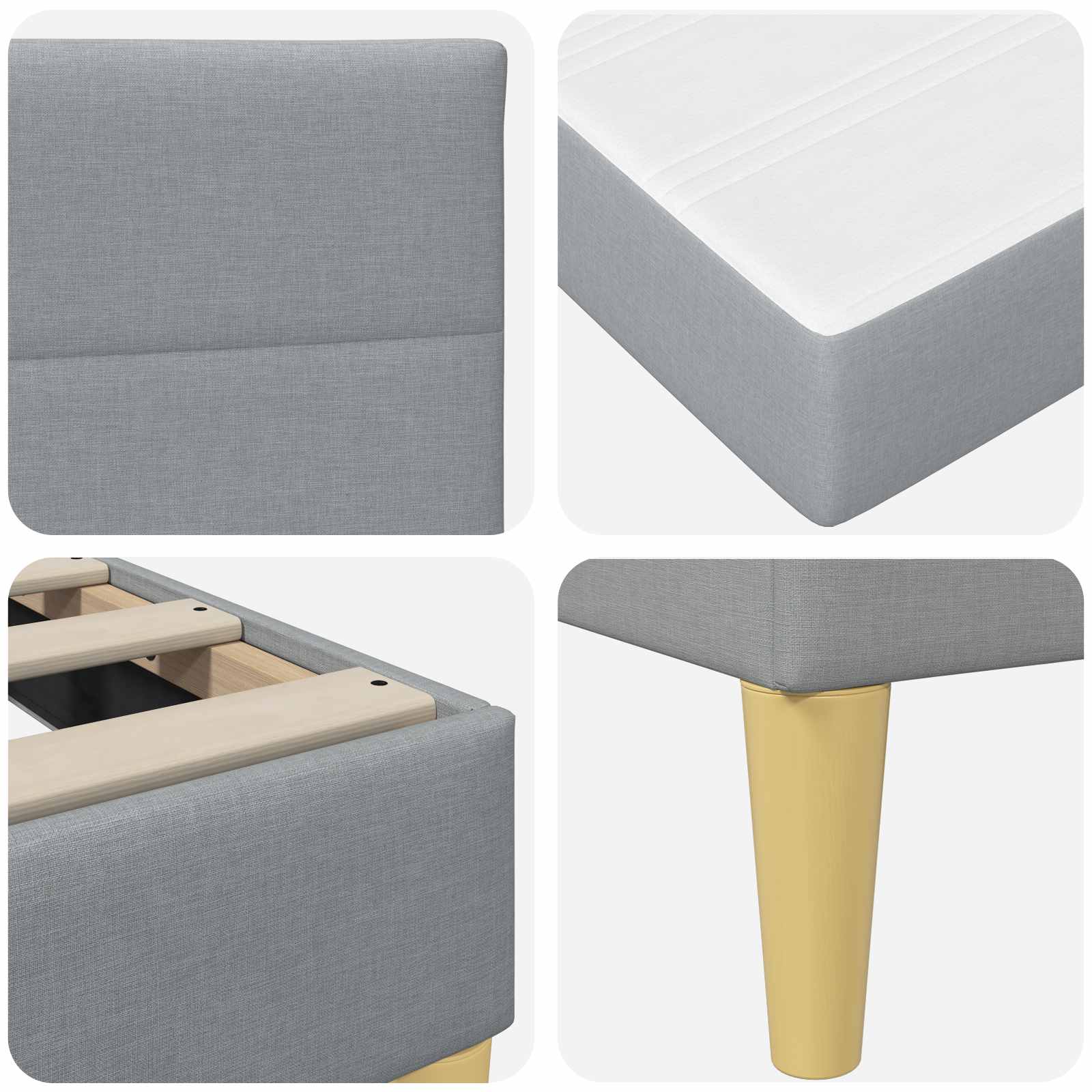 Konstrukcija postelje Svetlo siva 140 x 190 cm Poliester - slika 9