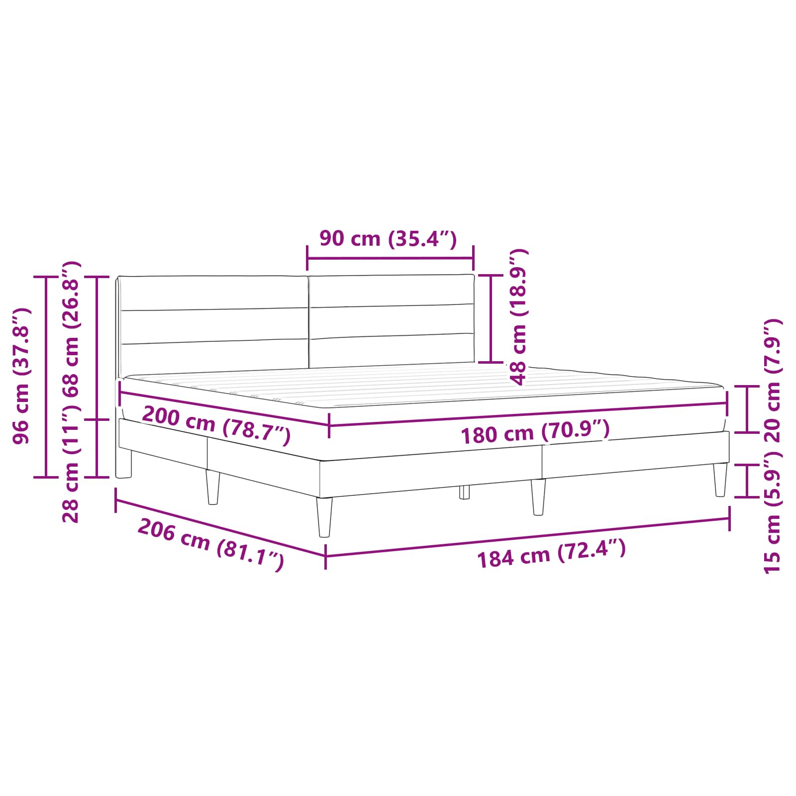 Voodi raam Sinine 180 x 200 cm Polüester 11 Kõik vajalik sinu aeda ja koju! Voodi raam Sinine 180 x 200 cm Polüester - Image 11