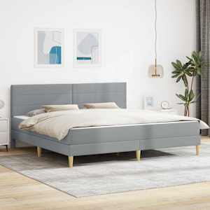 Rám postele Světle šedá 200 x 200 cm Polyester - obrázek 1