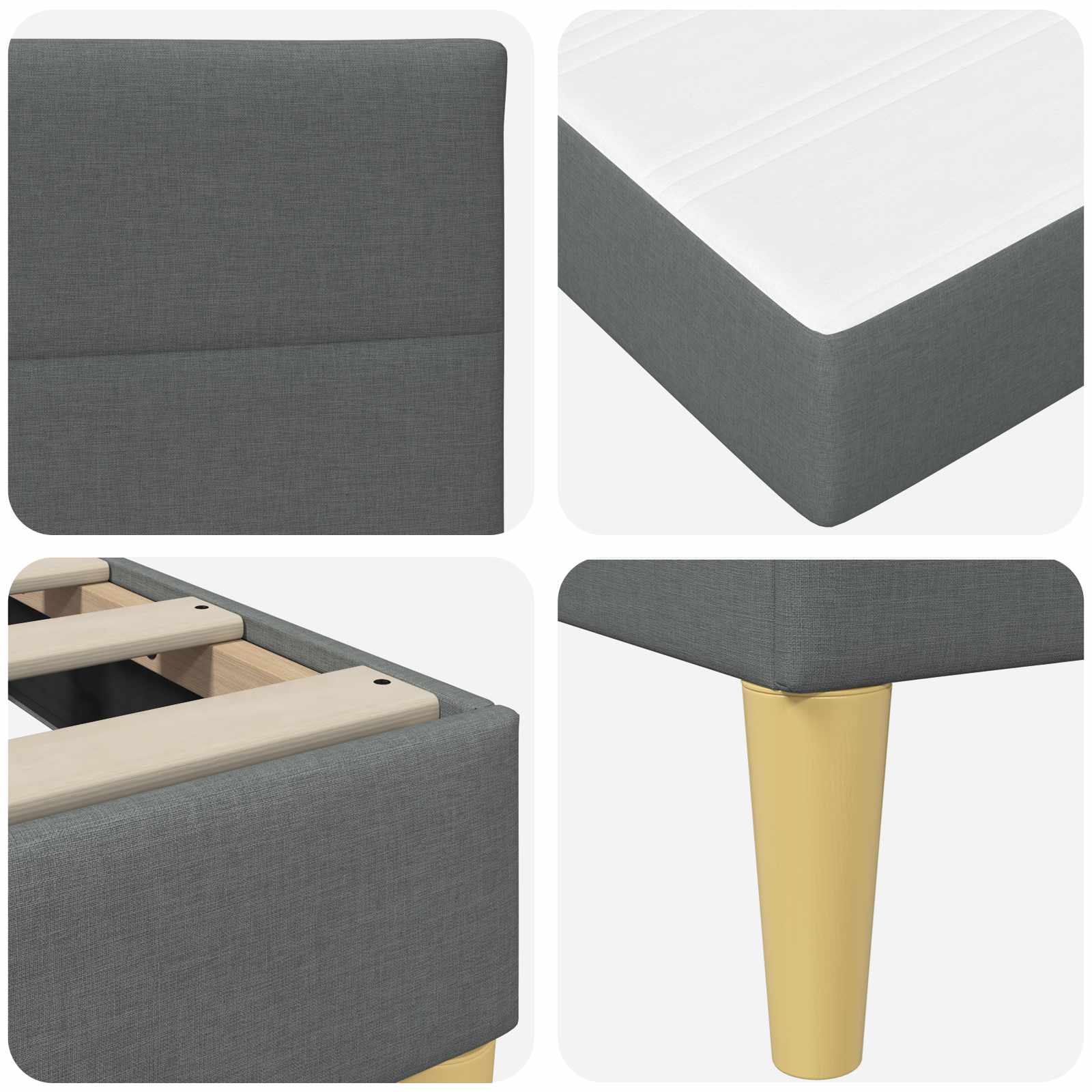 Konstrukcija postelje Temno siva 200 x 200 cm Poliester - slika 9