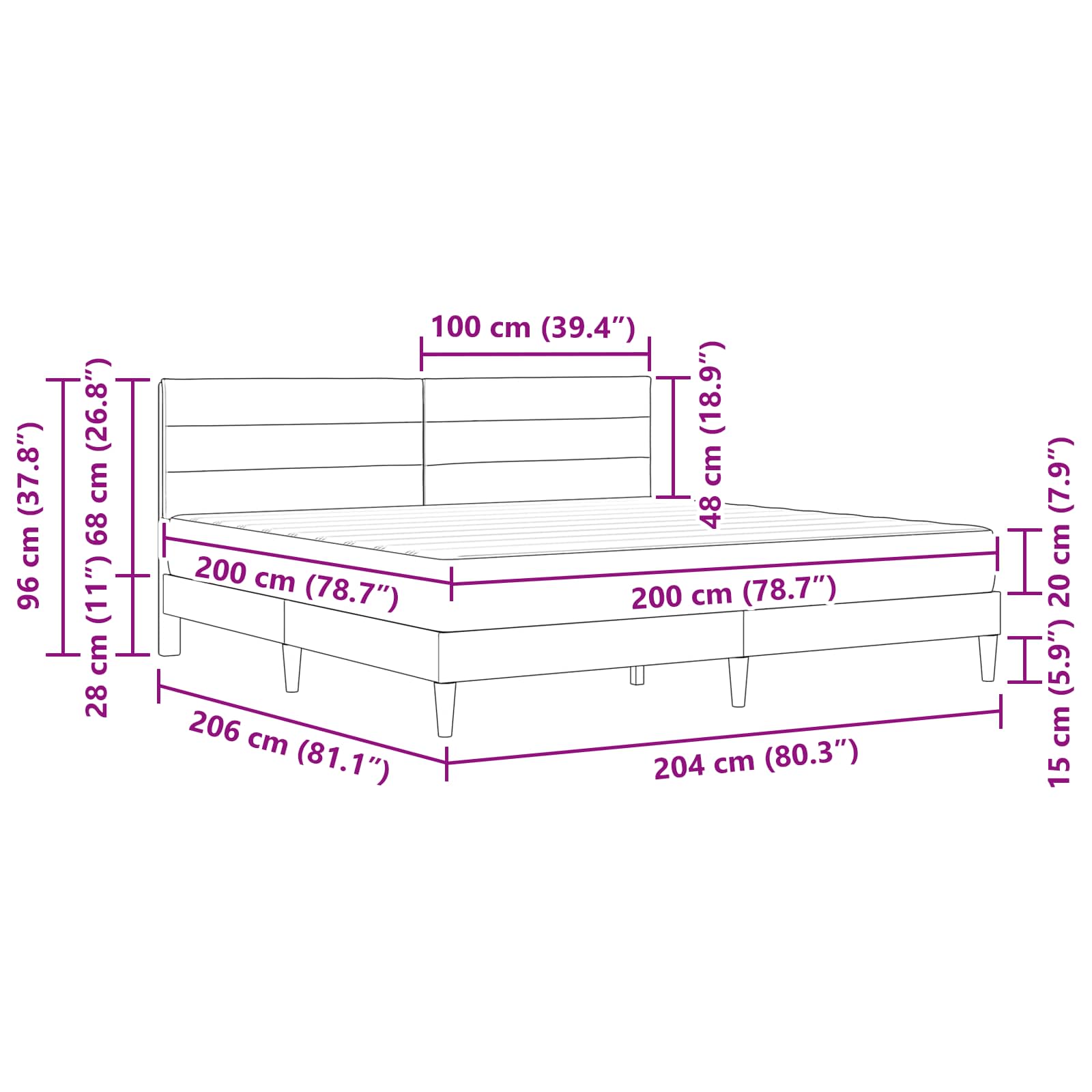 Konstrukcija postelje Taupe 200 x 200 cm Poliester - slika 11