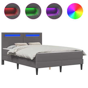 vidaXL Voodi raam LED-ribadega peaga Hall 120 x 200 cm Kunstnahk