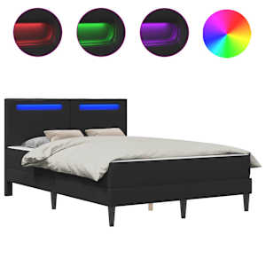 vidaXL Voodi raam LED-ribadega peaga Must 140 x 200 cm Kunstnahk