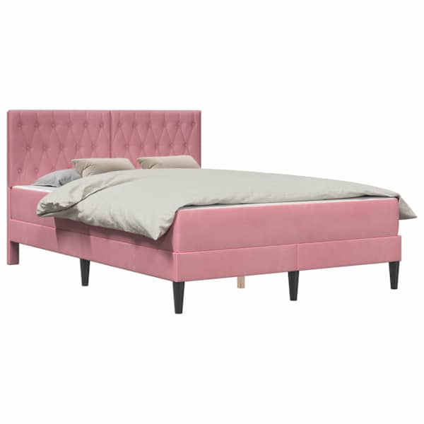 vidaXL Voodiraam madratsiga peaga Roosa 120 x 200 cm Samet