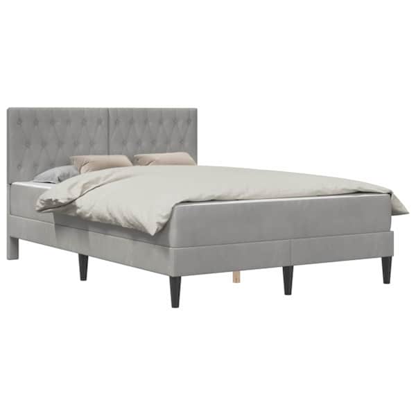 vidaXL Voodiraam madratsiga peaga Helehall 140 x 200 cm Samet