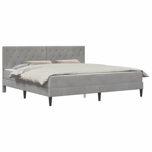 vidaXL Voodiraam madratsiga peaga Helehall 200 x 200 cm Samet