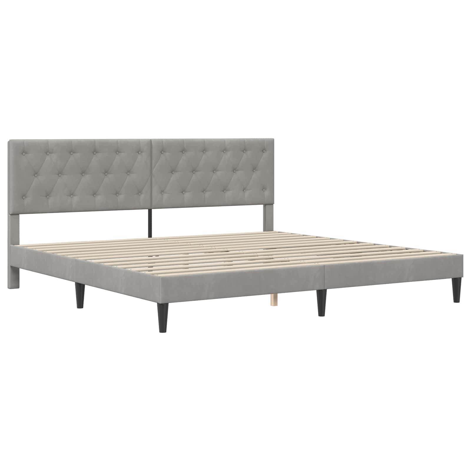 Rám postele s matrací s čelo Světle šedá 200 x 200 cm samet - obrázek 4