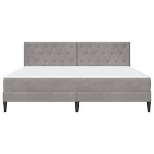 Rám postele s matrací s čelo Světle šedá 200 x 200 cm samet - obrázek 6