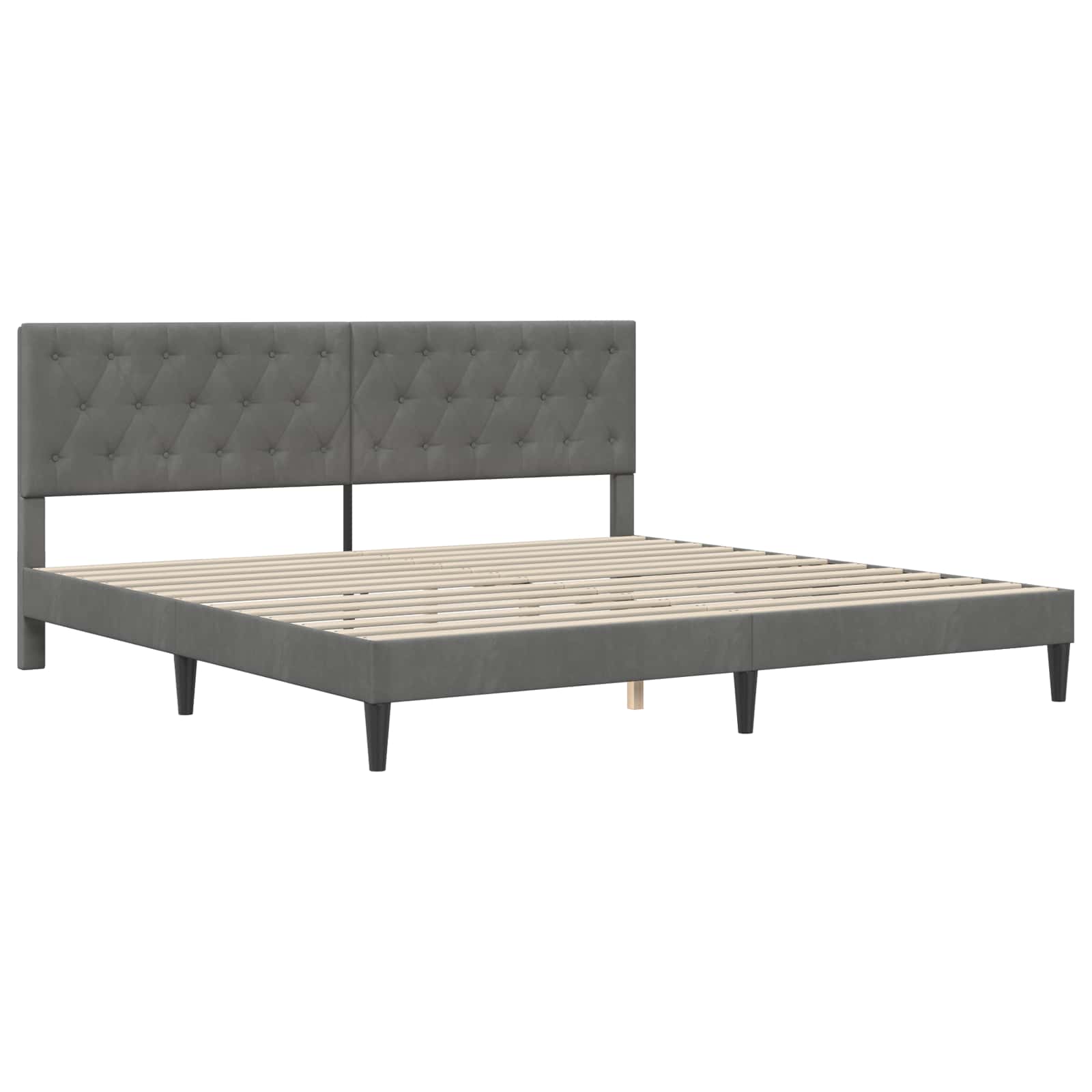 Rám postele s matrací s čelo Tmavě šedá 200 x 200 cm samet - obrázek 4