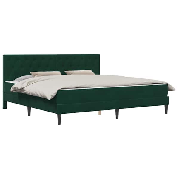 vidaXL Voodiraam madratsiga peaga Tume rohelise 200 x 200 cm Samet