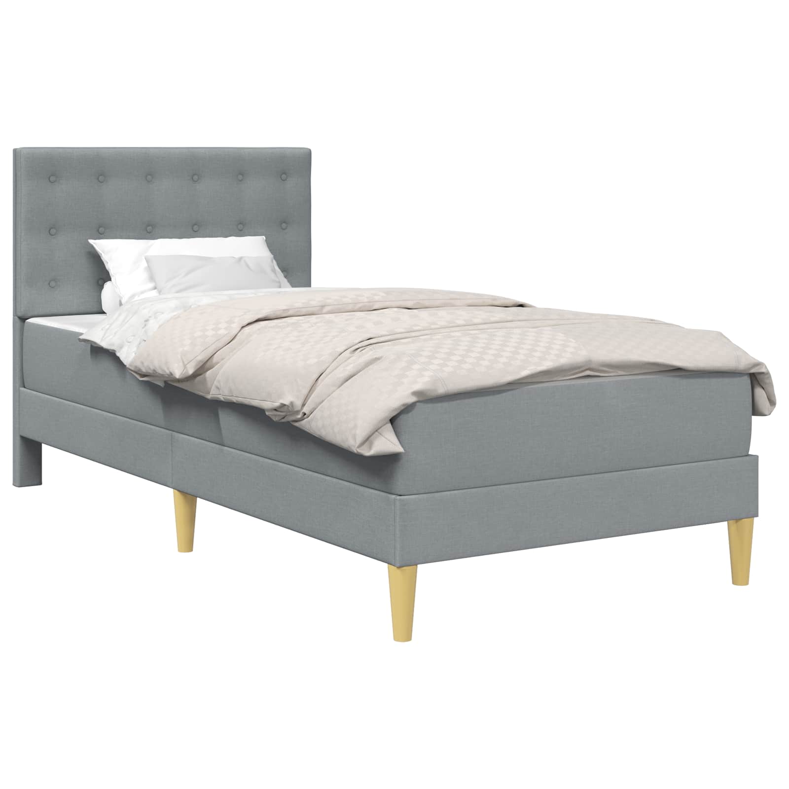 vidaXL Bedframe met matras Lichtgrijs 100 x 200 cm Stof, foto 3