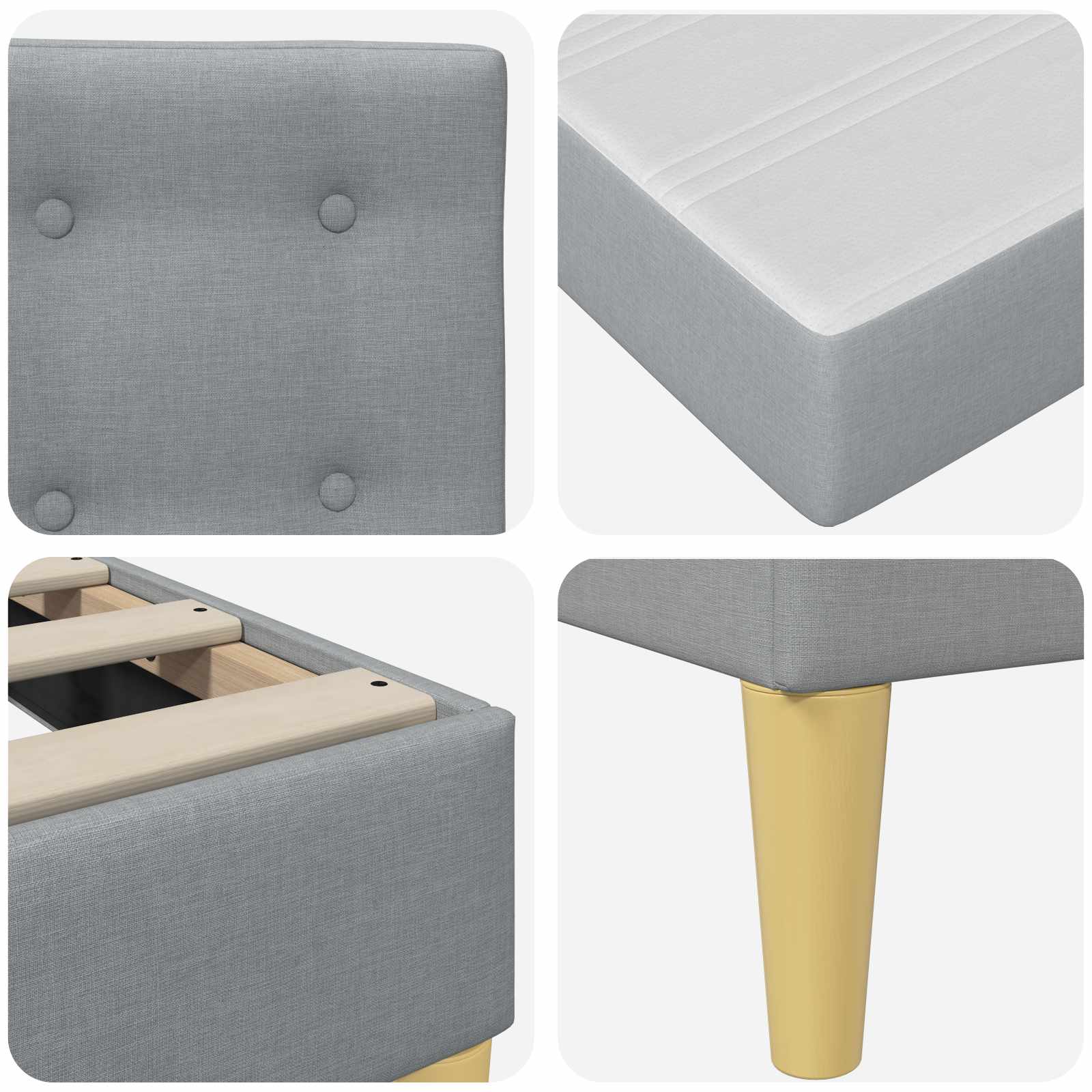 Posteljni okvir z vzmetnico Svetlo siva 120 x 190 cm blago - slika 9