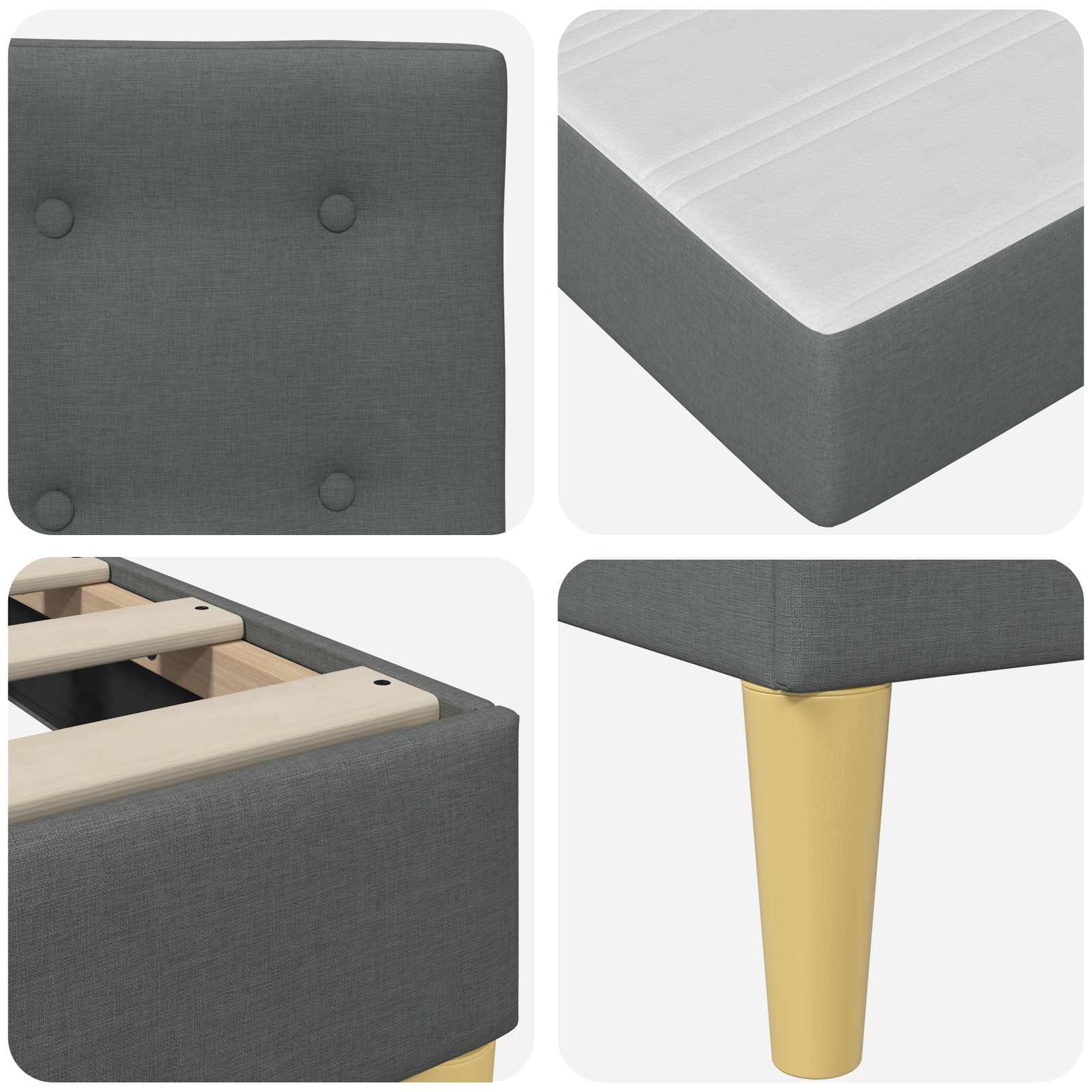 Posteljni okvir z vzmetnico Temno siva 120 x 190 cm blago - slika 9