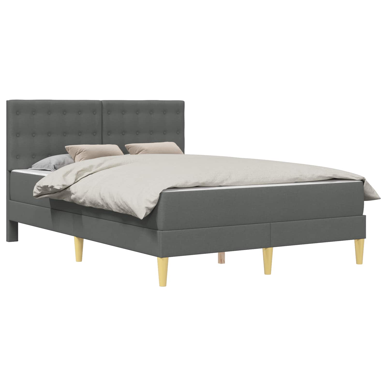 vidaXL Bedframe met matras Donkergrijs 120 x 200 cm Stof grijs, foto 3