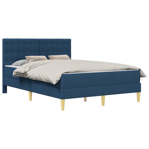 vidaXL Voodiraam madratsiga peaga Sinine 140 x 200 cm kangas