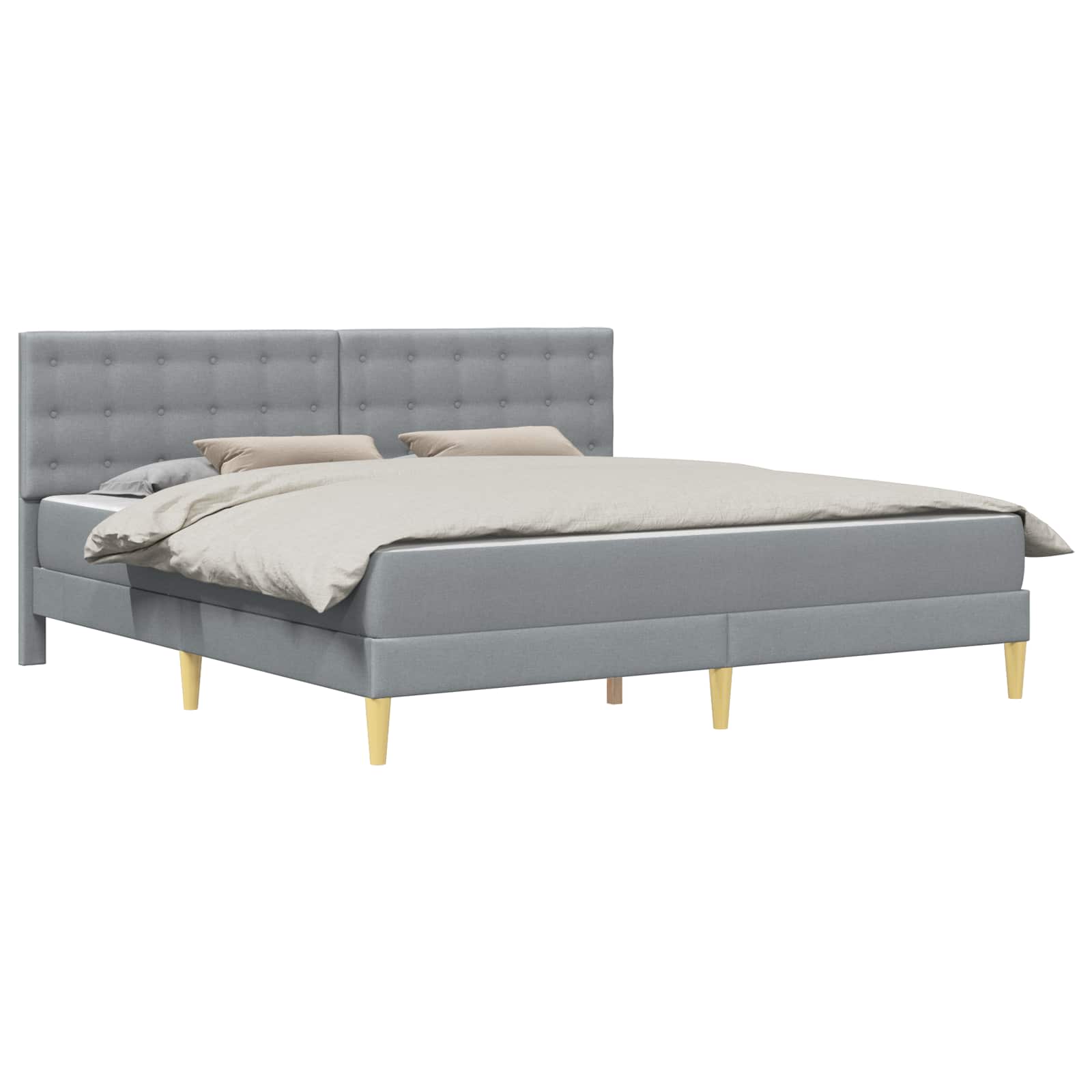 vidaXL Bedframe met matras Lichtgrijs 200 x 200 cm Stof, foto 3
