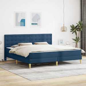 Rám postele s matrací s čelo Modrá 200 x 200 cm textil - obrázek 1