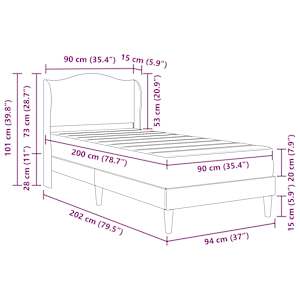 Rám postele s čelo Šedá 90 x 200 cm Umělá kůže - obrázek 11