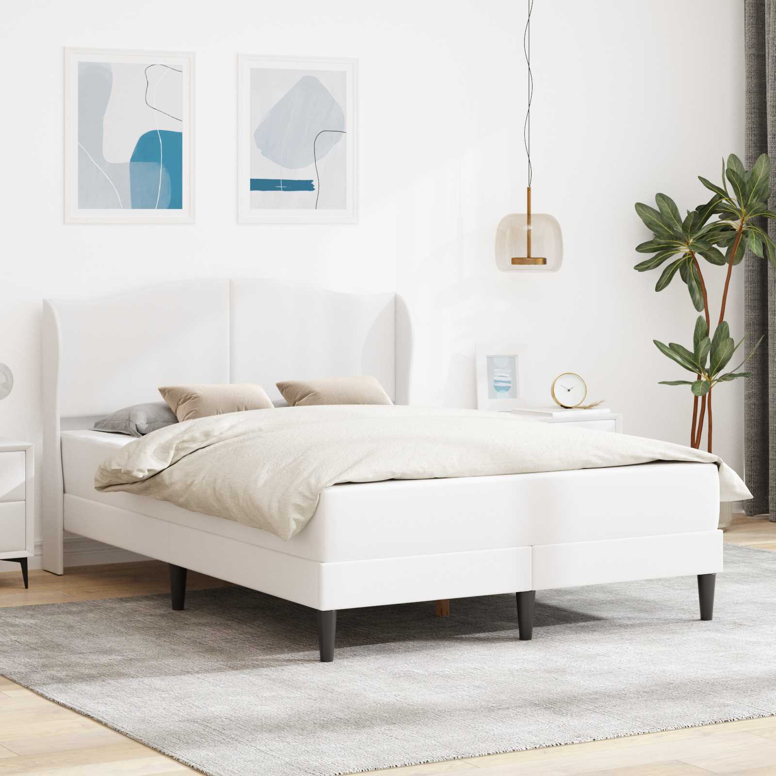 Rám postele s čelo Bílá 160 x 200 cm Umělá kůže