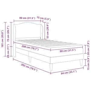 Rám postele s čelo Tmavě šedá 80 x 200 cm Samet - obrázek 11
