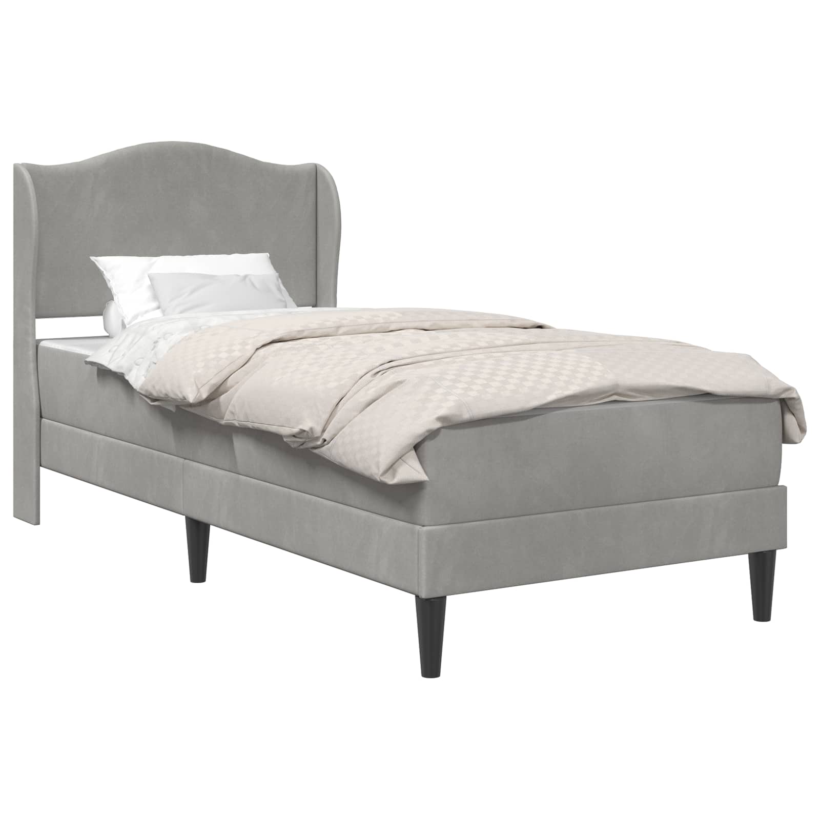 vidaXL Bedframe met matras Lichtgrijs 90 x 190 cm fluweel, foto 3