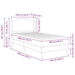 Rám postele s čelo Světle šedá 100 x 200 cm Samet - obrázek 11