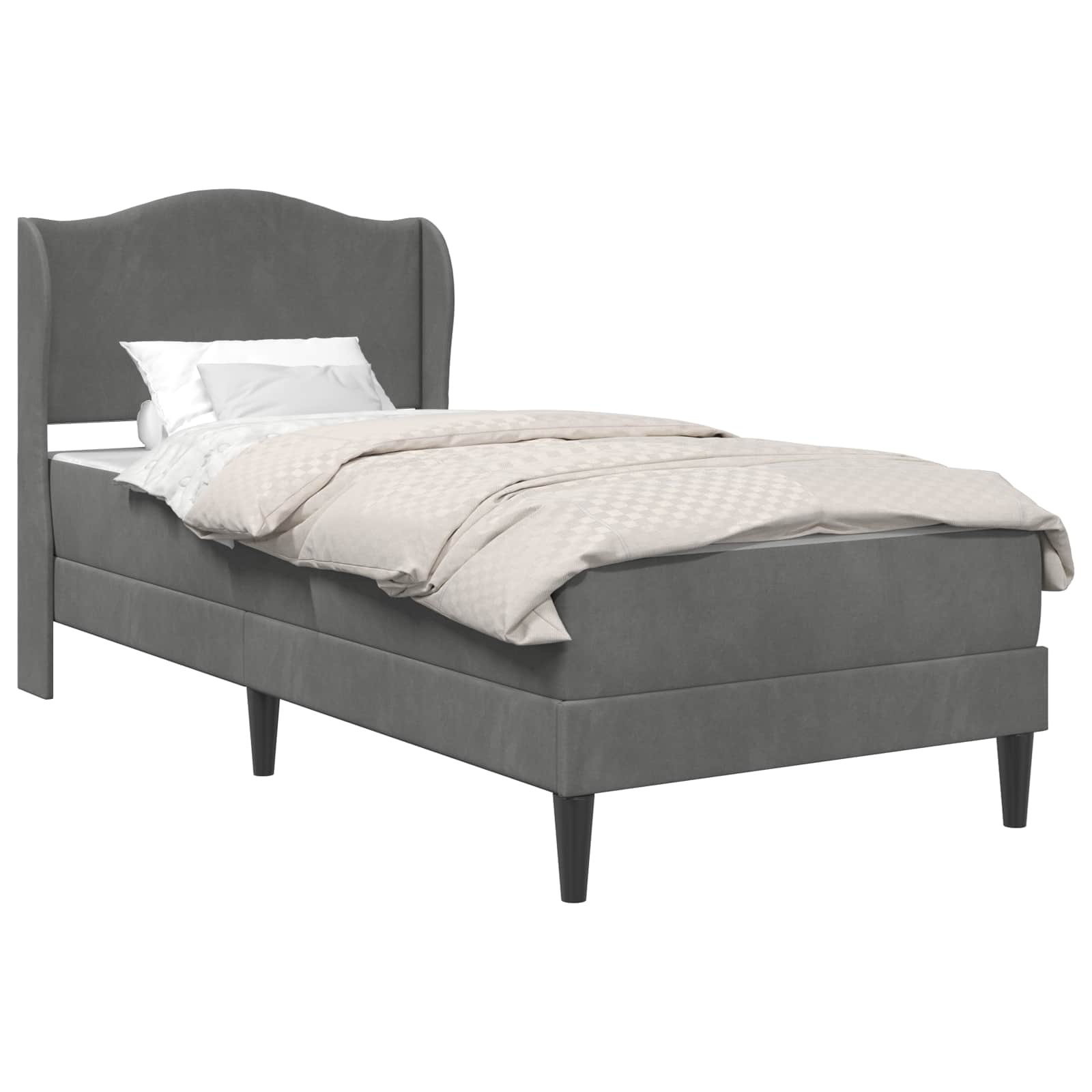 vidaXL Bedframe met matras Donkergrijs 100 x 200 cm fluweel, foto 3