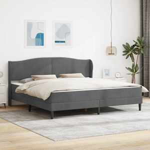 Rám postele s čelo Tmavě šedá 200 x 200 cm Samet - obrázek 1