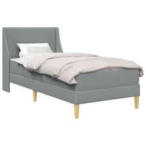 vidaXL Voodiraam madratsiga peaga Helehall 90 x 190 cm kangas