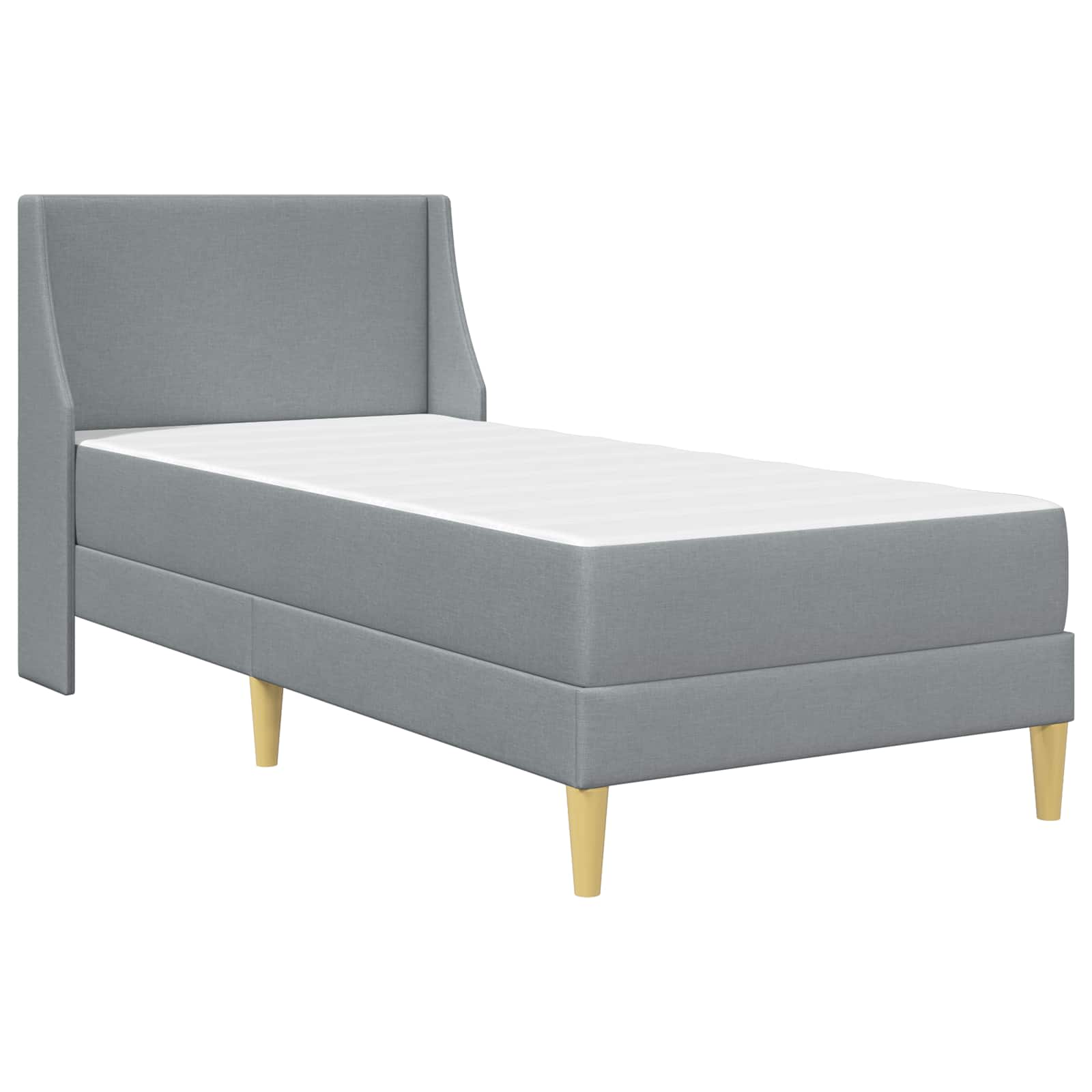 Posteljni okvir z vzmetnico Svetlo siva 90 x 190 cm blago - slika 3