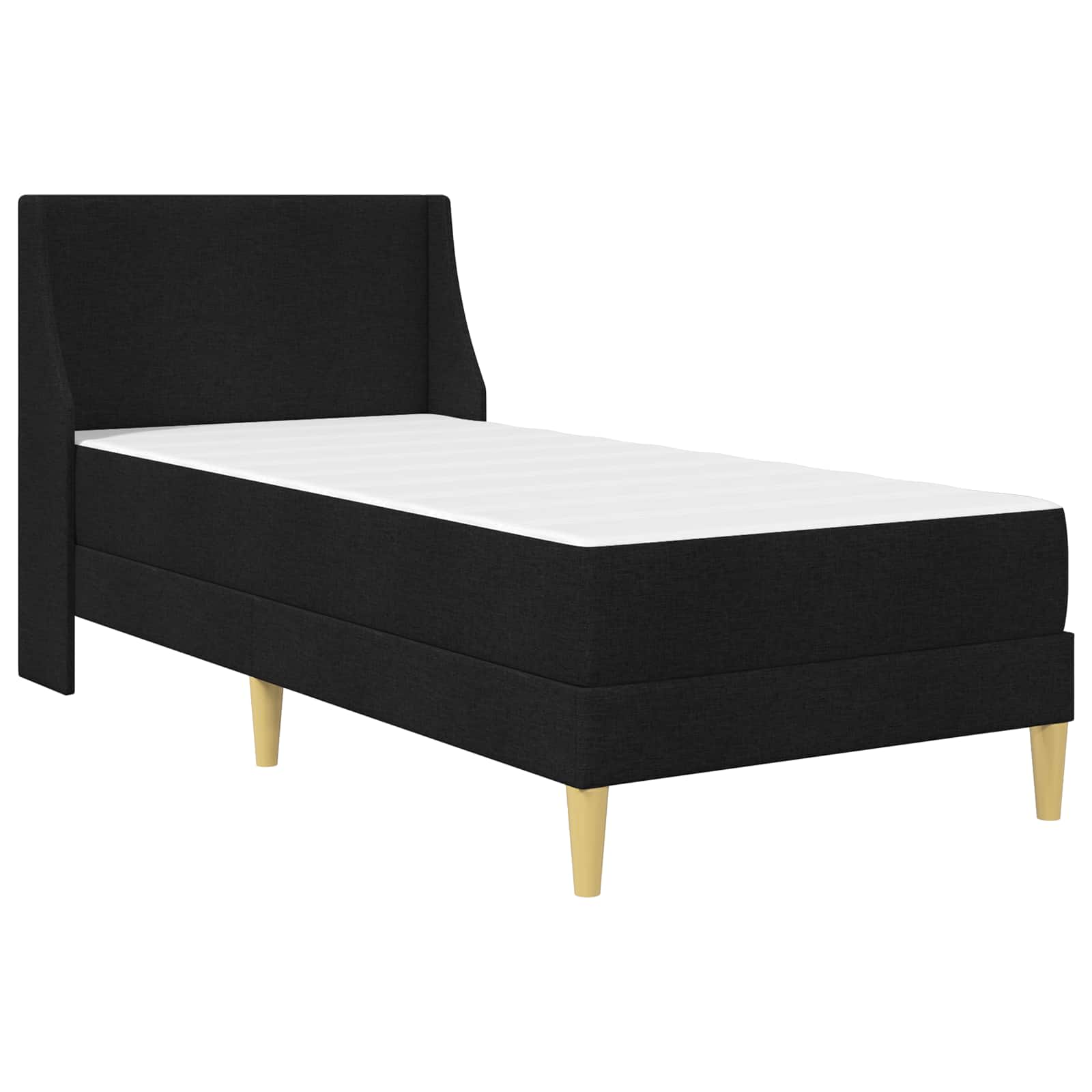Posteljni okvir z vzmetnico z vzglavjem Črna 90 x 190 cm blago - slika 3